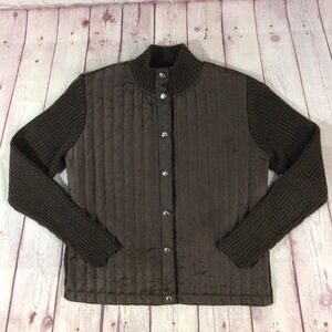 Women’s IActive Brown Button Up Sweater Jacket - Size Medium Petite